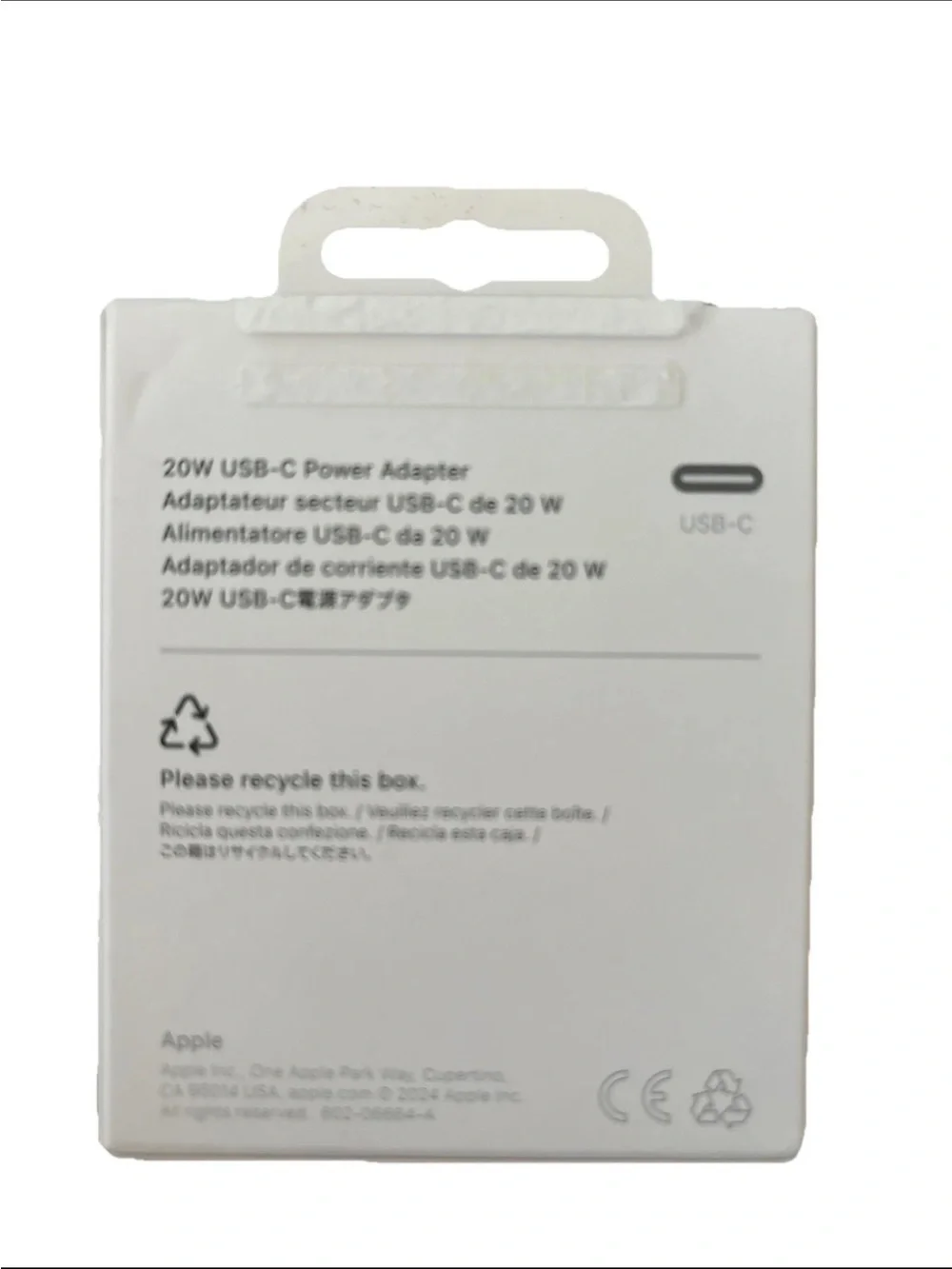 Apple 20W USB-C Power Adapter Box - White
